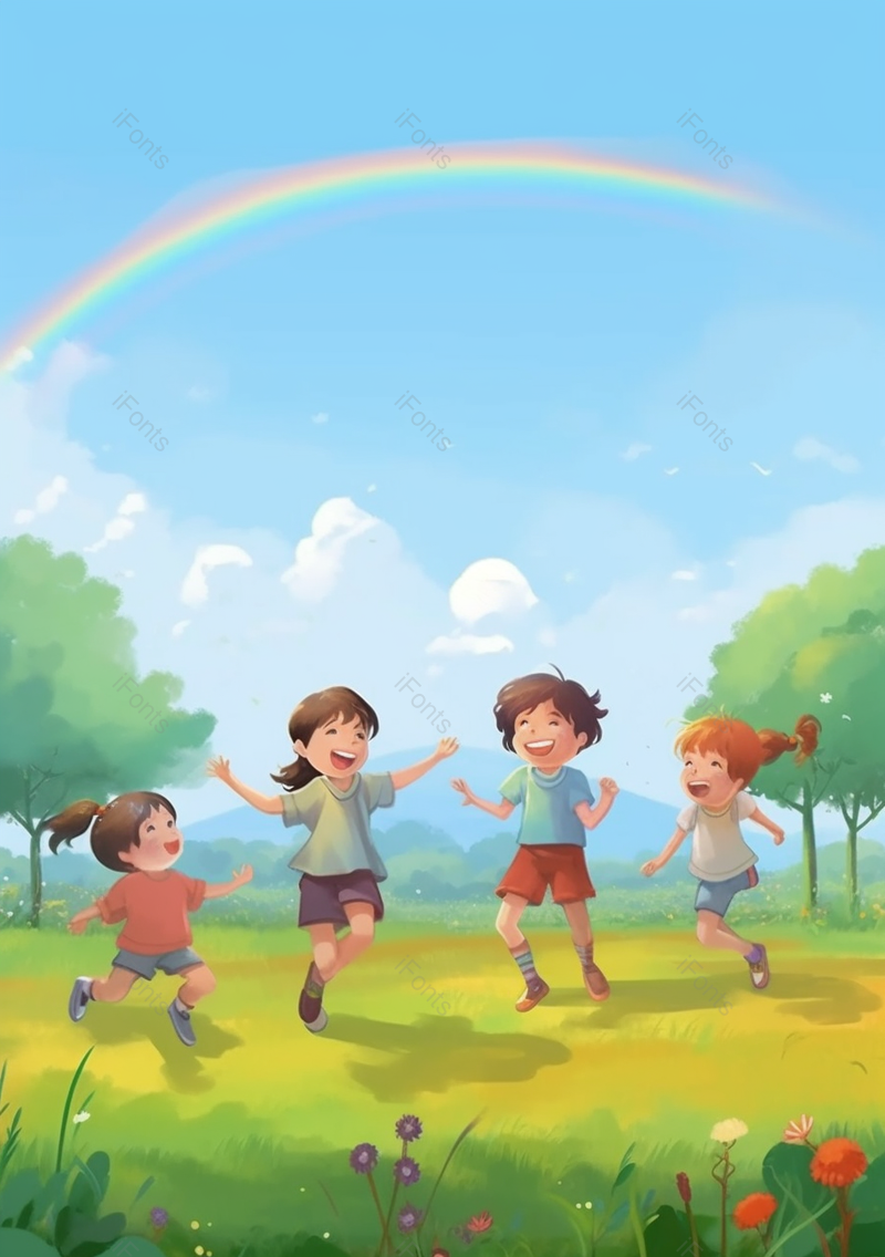 可爱儿童节彩虹插图背景,插画/手绘图,插画/手绘图库,插画/手绘图下载,插画/手绘